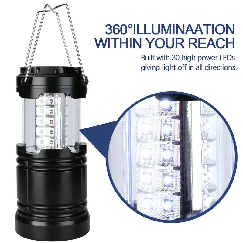 Ultra-Bright Portable 30 LED Collapsible Camping Lantern Light and Tent Lamp